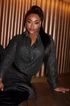 Image of Sequin Embellished Shirt