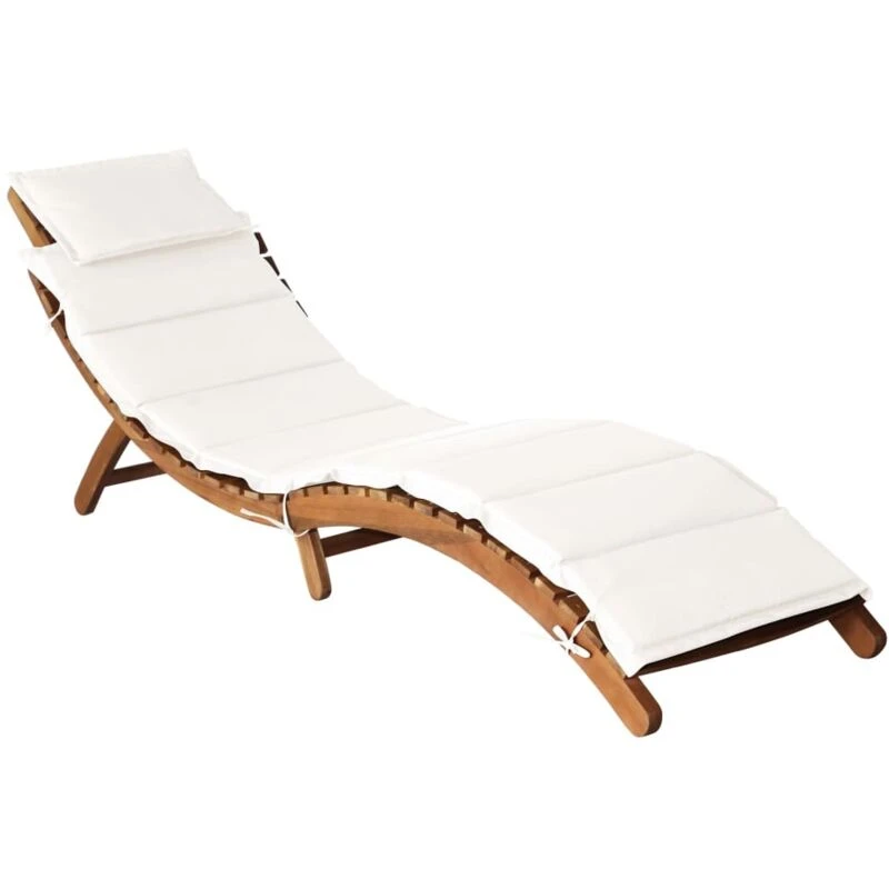 Image of VIDAXL Sun Lounger with Cream Cushions Solid Wood Acacia Vidaxl 8720845762995