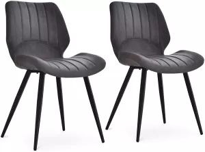 Image of Homcom Pu Leather Upholstered Set of 2 Moulded Dining Chairs Grey