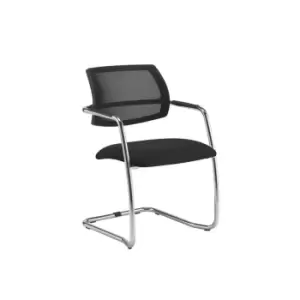 Image of Dams MTO Tuba Chrome Cantilever Frame Conference Chair with Half Mesh Back - Cur
