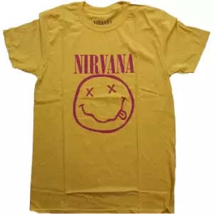 Image of Nirvana - Pink Smiley Unisex XXX-Large T-Shirt - Yellow