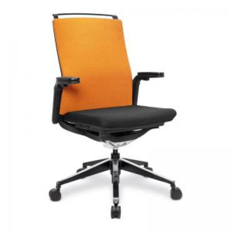 Image of Libra Nautilus Designs Libra High Back Fabric Executive Office Chair With Slimline Seat & Back Built-in Levers & Fixed Arms Black/Orange - BCF