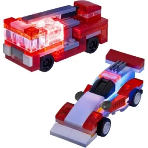 Image of Laser Pegs Microspark Red Formula Car & Ladder Truck Vehicles