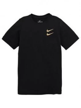 Image of Nike Boys Nsw Swoosh Tee - Black Gold