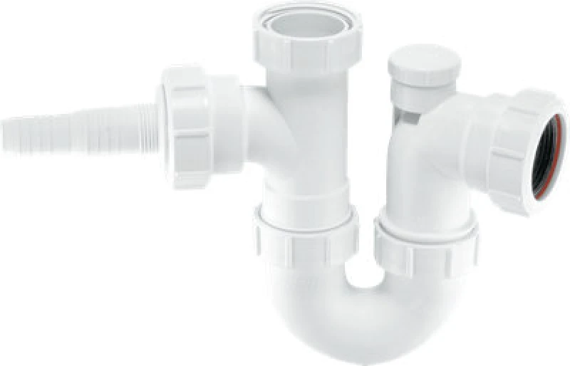 Image of McAlpine Deep Seal Anti Vac Washing Machine Trap with Nozzle 1.5'' WM2V White