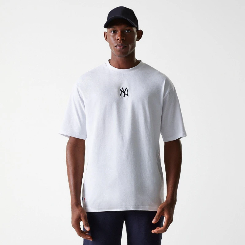 Image of New Era Mens MLB Essential Oversized T-Shirt NY White male Large