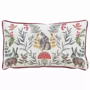 Image of Mirrored Hare Cushion Burgundy / 30 x 50cm / Polyester Filled
