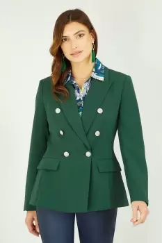 Image of Khaki Green Blazer With Button Detail