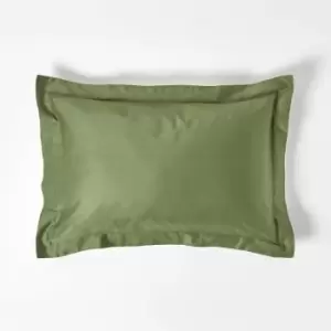 Image of Moss Green Organic Cotton Oxford Pillowcase 400 Thread Count, Standard - Moss Green - Moss Green - Homescapes