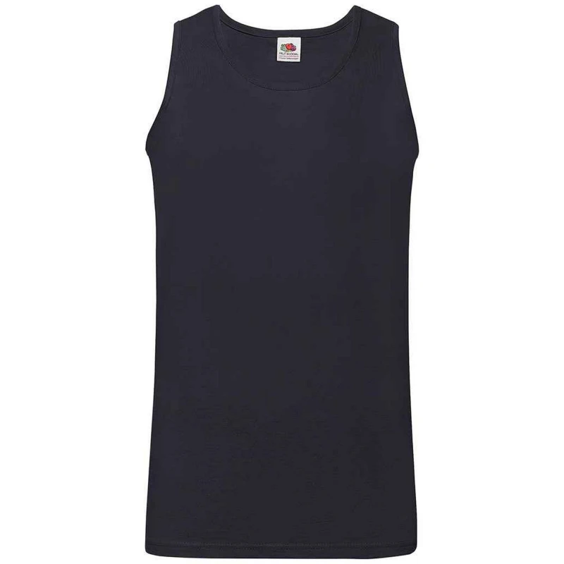 Image of Fruit Of The Loom Fruit of the Loom Men Athletic Vest Top in Mid Navy Size: Small Mid Navy S Male 5063470786688