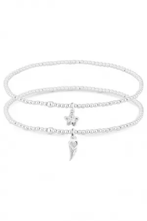 Image of Simply Silver Sterling Silver Cubic Zirconia Lucky Charm Bracelets - Pack Of 2
