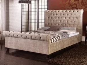 Image of Limelight Orbit 5ft King Size Mink Velvet Upholstered Fabric Bed Frame