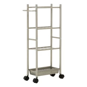 Image of Premier Housewares Brush Nickel Kitchen Trolley with 1 Basket - Silver
