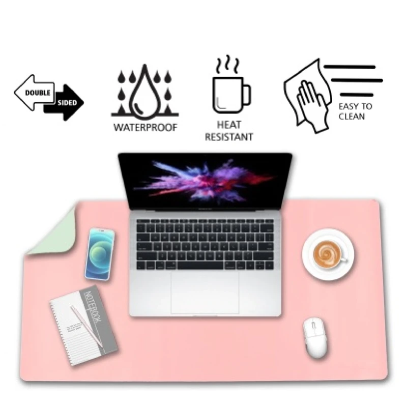 Image of ValueX Deflecto PVC Desk Mat 80x40cm Dual Colour Pink/Green - DM8040P/G DM8040P/G