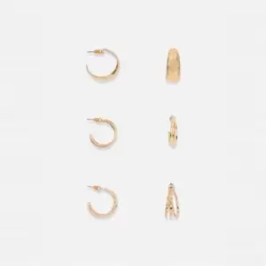 Image of Missguided MIX 3PR HOOP - Gold