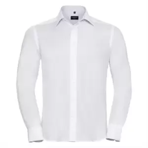 Image of Russell Collection Mens Long Sleeve Ultimate Non-Iron Shirt (18.5inch) (White)