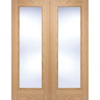 Image of Vancouver Pattern 10 Internal Glazed Prefinished Oak 1 Lite Pair Doors - 915 x 1981mm