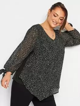 Image of Yours Dalmatian Asym Blouse, Black, Size 24, Women