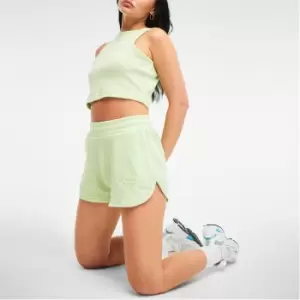 Image of Missguided Embroidered Waffle Crop Top And Shorts Co Ord Set - Green