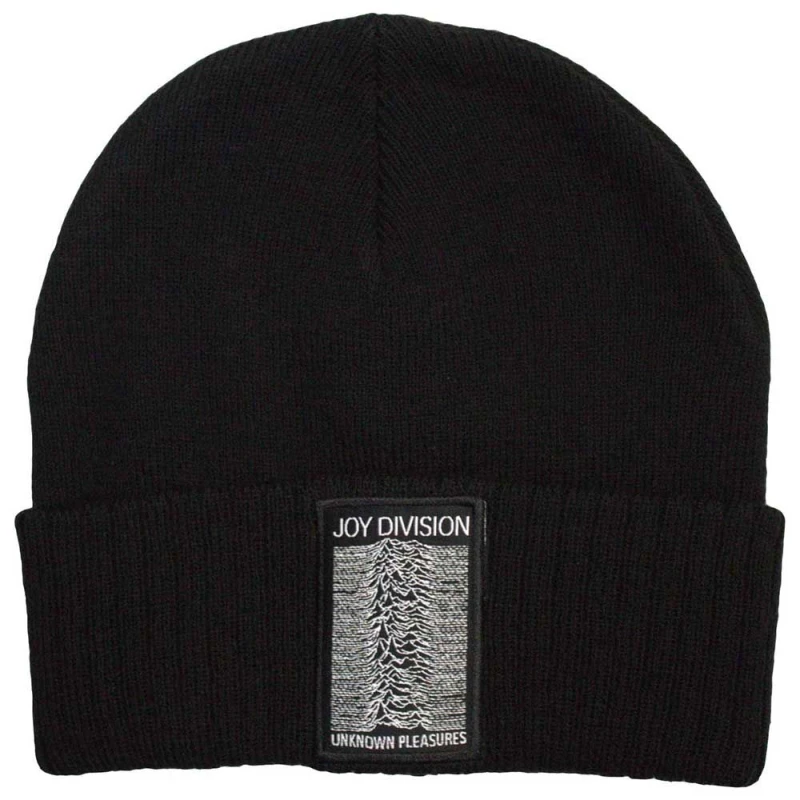 Image of Joy Division Joy Division Unknown Pleasures Beanie Hat in Black One Size Unisex 5056737274288
