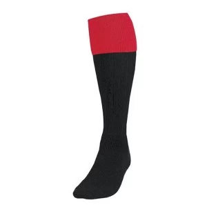 Image of Precision Black/Red Turnover Football Socks UK Size Junior 3-6