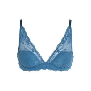 Image of Calvin Klein Seductive Comfort Floral Plunge Bra - Blue