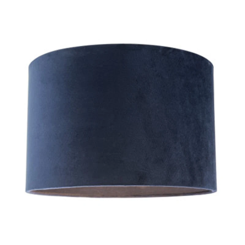 Image of Happy Homewares Soft Velvet Midnight Blue Fabric Round Lamp Shade For Table Or Pendant