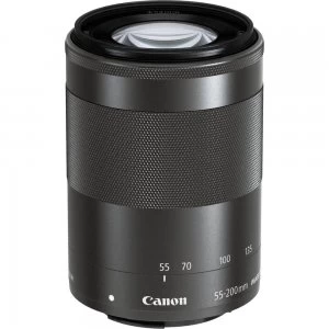 Image of Canon EF M 55 200mm IS STM lens Black White Box