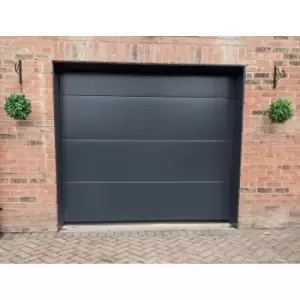 Image of Birkdale Premium Remote Control Sectional Garage Door in Grey Smooth Painted Finish - Up to 250cms wide and 240cms high