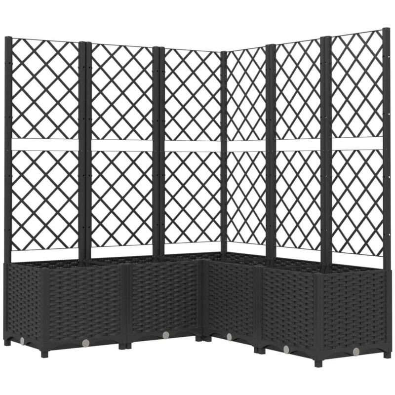 Image of vidaXL Garden Planter w/ Trellis Black 120x120x136cm PP, Black 318277