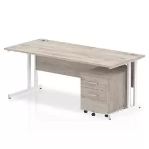 Image of Impulse 1800 x 800mm Straight Office Desk Grey Oak Top White