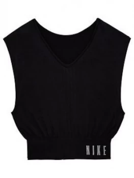 Image of Nike Older Girls Seamless Reversible Training T-Shirt - Black