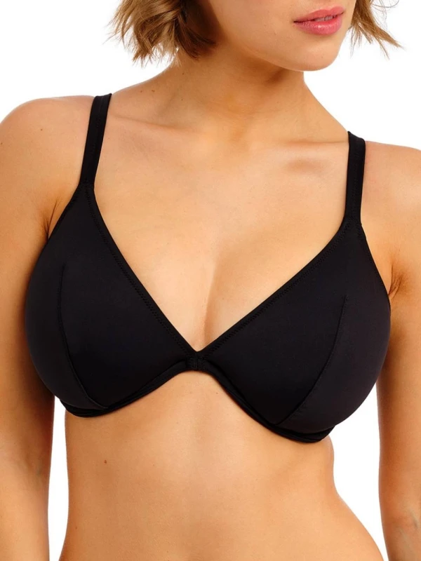 Image of Freya Womens Jewel Cove Low Plunge Bikini Top in Black Size: 32E Black Female 32E