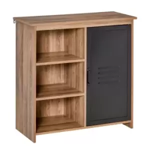 Image of Homcom Storage Cabinet With 3 Tiers Steel Door And Adjustable Shelf Black And Brown
