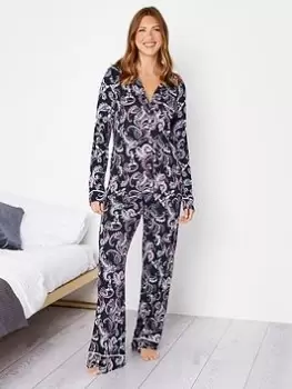 Image of Long Tall Sally Autumn Paisley PJ Set - Blue Size 14-16, Women