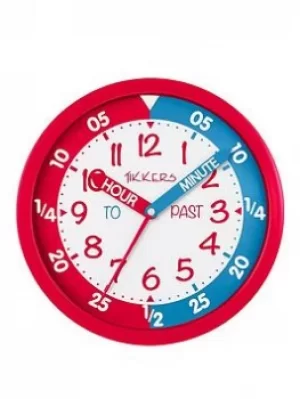 Image of Tikkers Time Teacher Wall Clock - Red And Blue