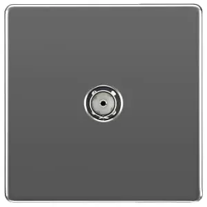 Image of BG Screwless Flat Plate Single Socket For TV Or Fm Co-Axial Aerial Connection - Black Nickel