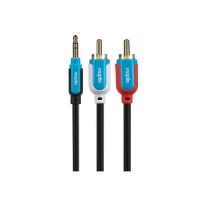 Image of Maplin Premium 3.5mm Stereo 3 Pole Jack to Twin 2 Pole RCA Phono Cable 1.5m