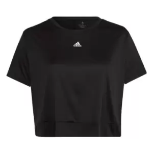 Image of adidas AEROREADY Studio Loose Crop T-Shirt (Plus Size) Wo - Black