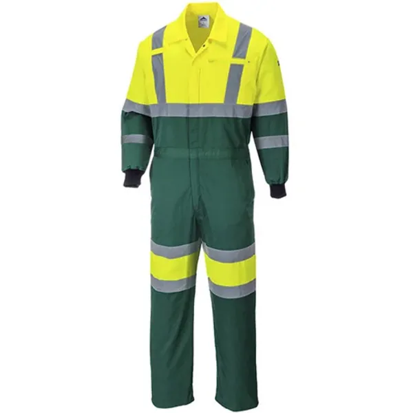 Image of Portwest Hi Vis X Back Contrast Coverall E052YGRL Colour: Yellow / Green