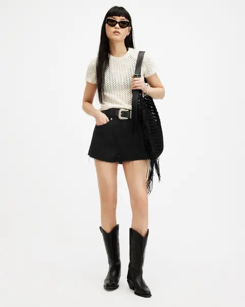 Image of Allsaints Hailey Denim Short Black VXS3Q Female 8,10,12,14,16