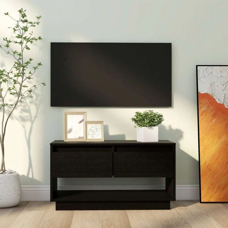 Image of VIDAXL TV Cabinet Black 74x34x40cm Solid Wood Pine vidaXL 8720286904817