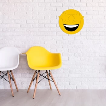 Image of Emoji - 7 Yellow Black White Decorative Wooden Wall Accessory