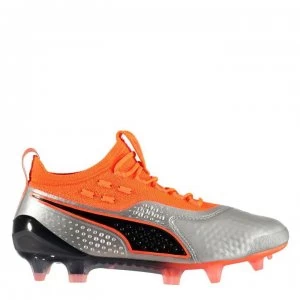 Image of Puma ONE 1 Junior FG Football Boots - Silver/Orange