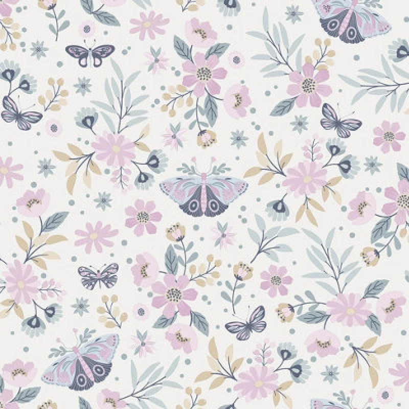 Image of YOL Muriva Pink Butterfly vinyl wallpaper WL-M58103