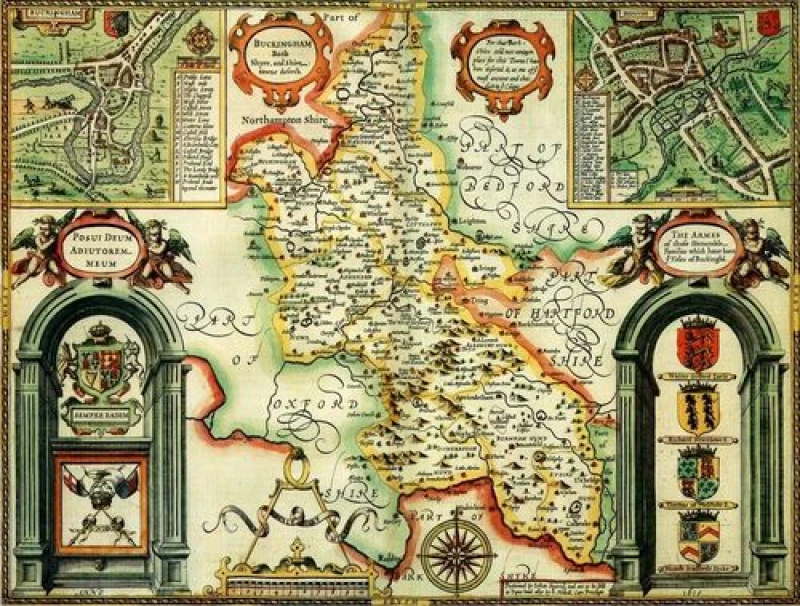 Image of John Speed Historial Map Buckinghamshire Historical Map 1000 Piece Jigsaw Puzzle (1610)