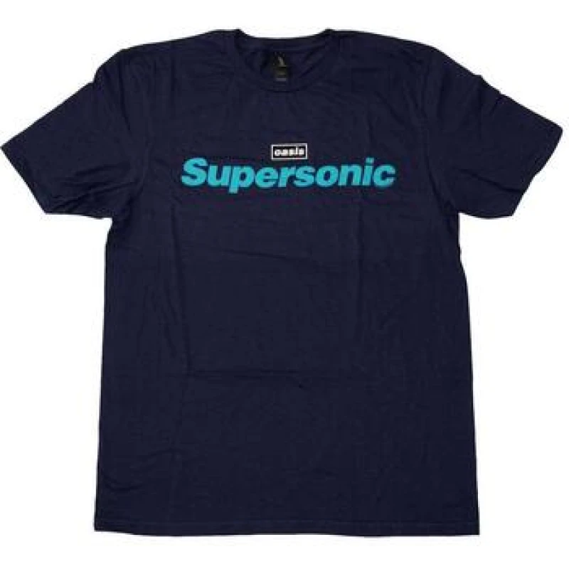 Image of Oasis Oasis Men Supersonic Title Colour T-Shirt in Navy Size: Medium Navy M Male 5063574548854