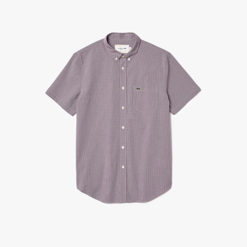 Image of Lacoste Micro Check Gingham Shirt - Multi Multi One Size