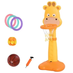 Image of Homcom Giraffe 5 Piece Shoot and Score Game Stand, Yellow