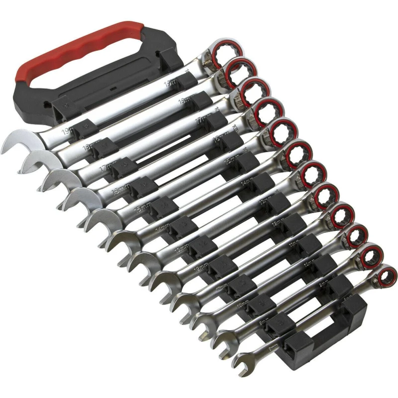 Image of Loops 12pc Reversible Ratchet Combination Spanner Set - 12 Point Metric Moving Socket Multi